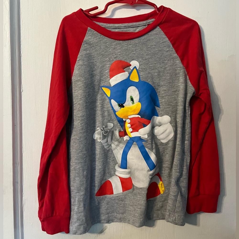 Sonic the Hedgehog Kids Long Sleeve Tee - Red & Gray